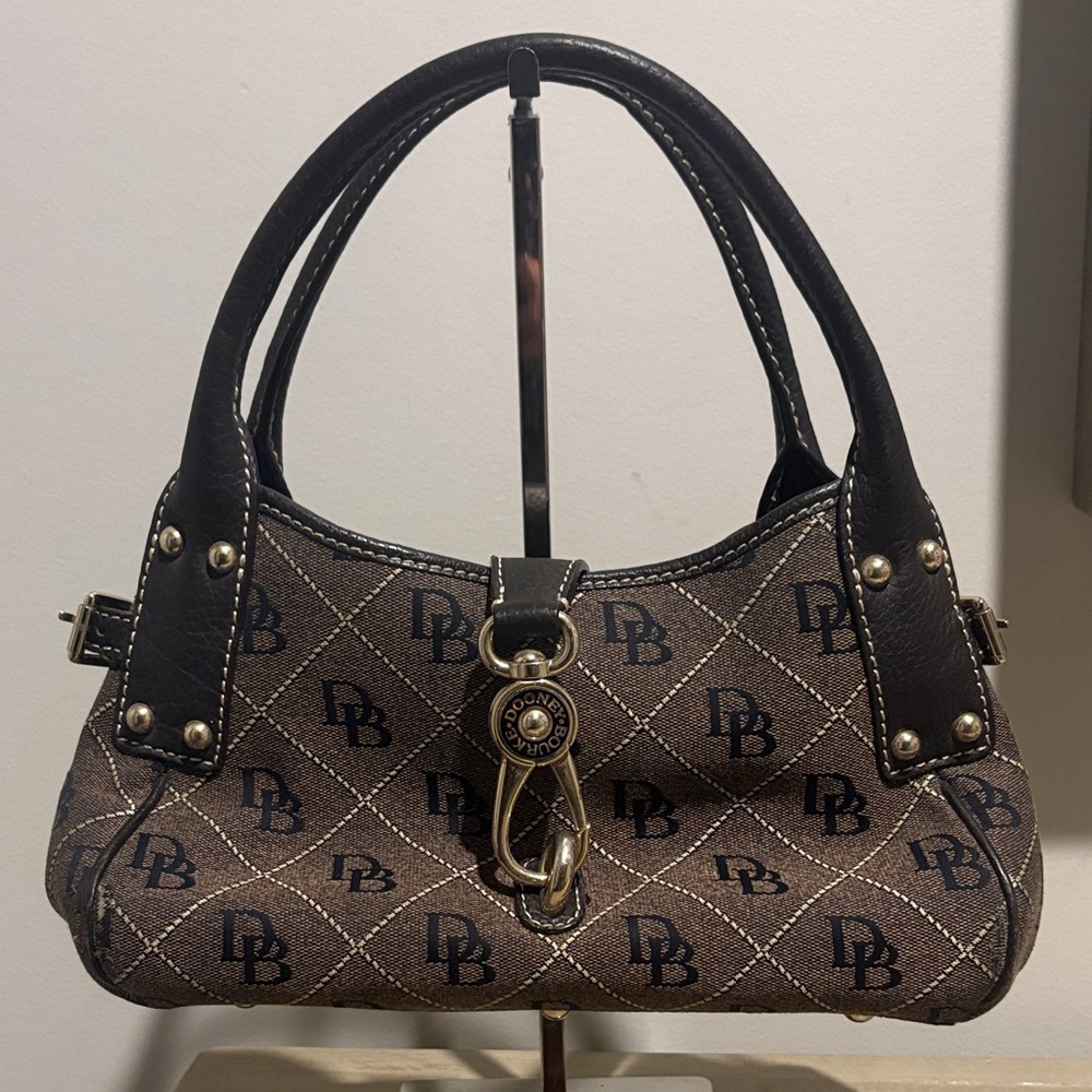 Dooney & Bourke Vintage Signature Canvas Leather Logo Lock Bag